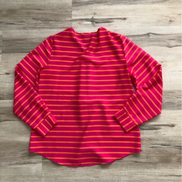 Calvin Klein Pink and Orange Striped Blouse - Picture 3 of 8